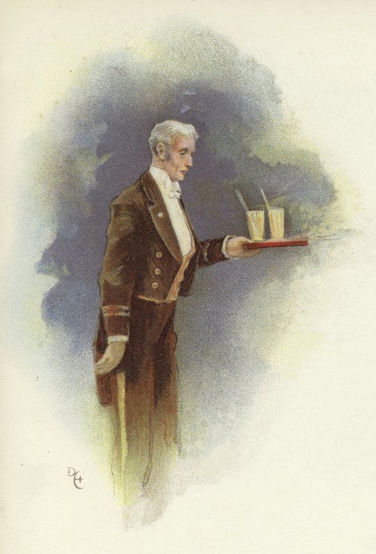 Kelner niosący napoje autorstwa Dudley Hardy