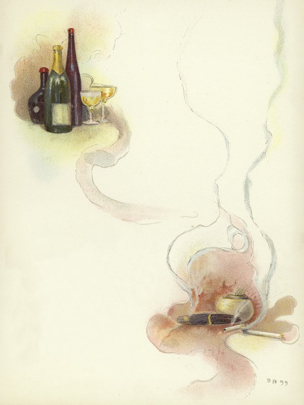 Wino i cygara w hotelu Savoy autorstwa Dudley Hardy
