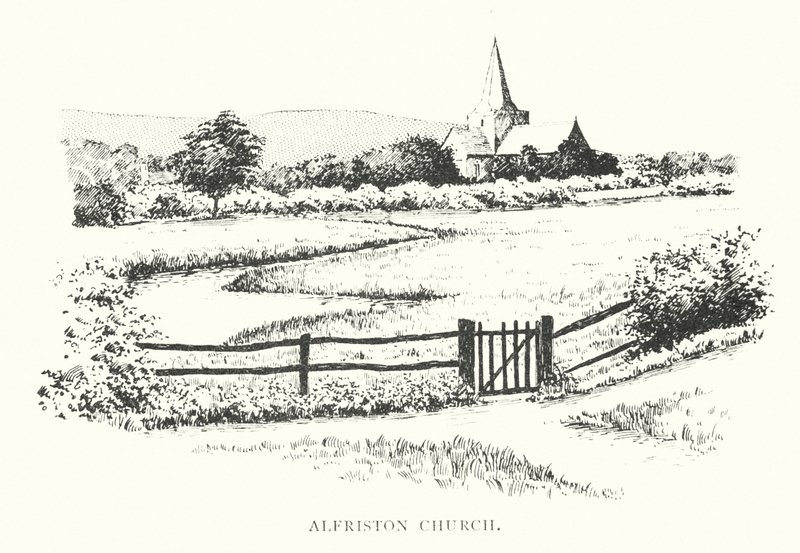 Kościół Alfriston (litografia) autorstwa Duncan Moul