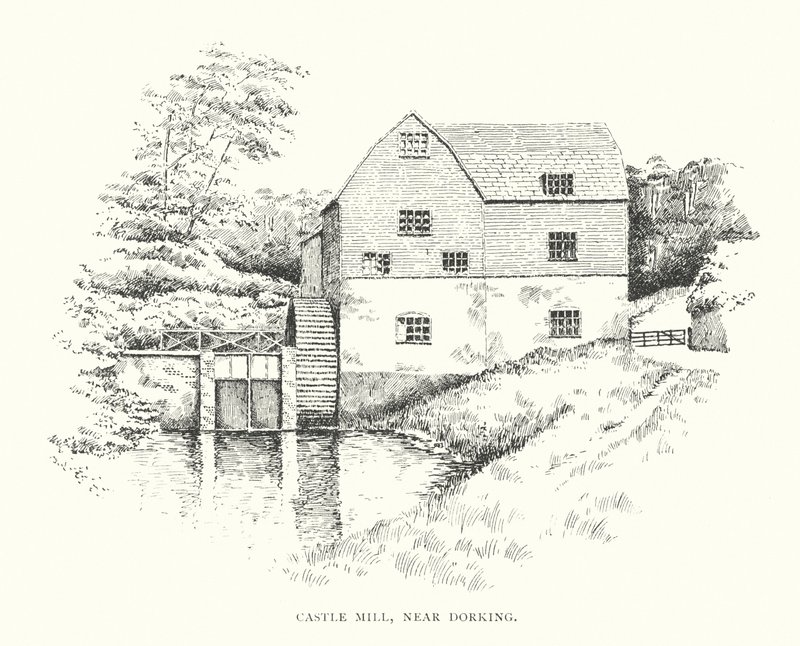 Castle Mill, w pobliżu Dorking (litografia) autorstwa Duncan Moul