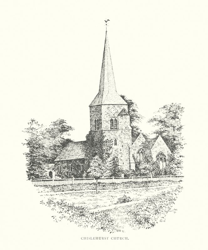 Kościół Chislehurst (litografia) autorstwa Duncan Moul
