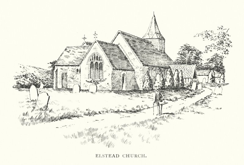 Kościół Elstead (litografia) autorstwa Duncan Moul