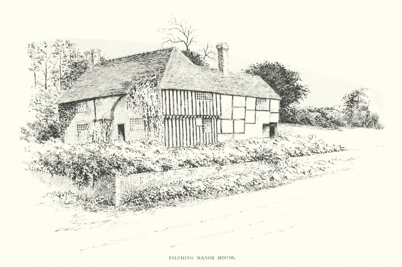 Filching Manor House (litografia) autorstwa Duncan Moul