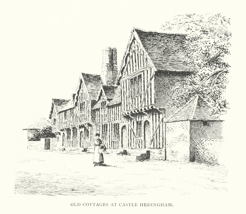 Stare domki w Castle Hedingham (litografia) autorstwa Duncan Moul