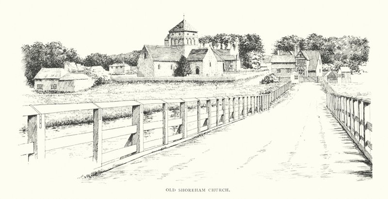 Kościół Old Shoreham (litografia) autorstwa Duncan Moul