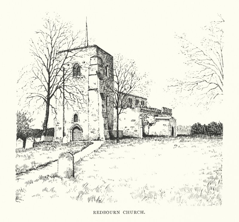 Kościół Redbourn (litografia) autorstwa Duncan Moul