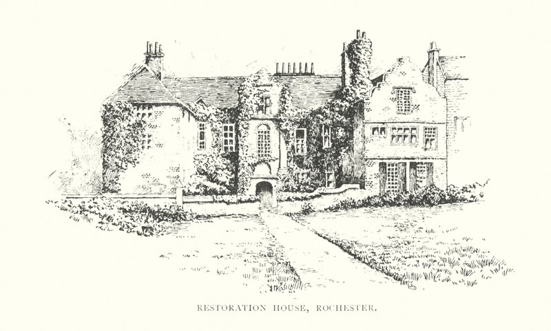 Restoration House, Rochester (litografia) autorstwa Duncan Moul
