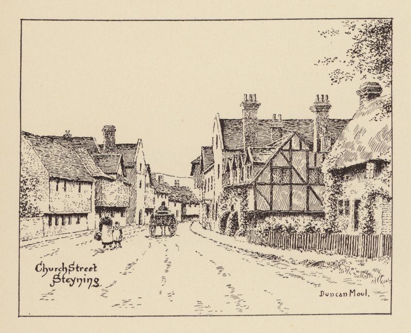Sussex: Church Street, Steyning (litografia) autorstwa Duncan Moul