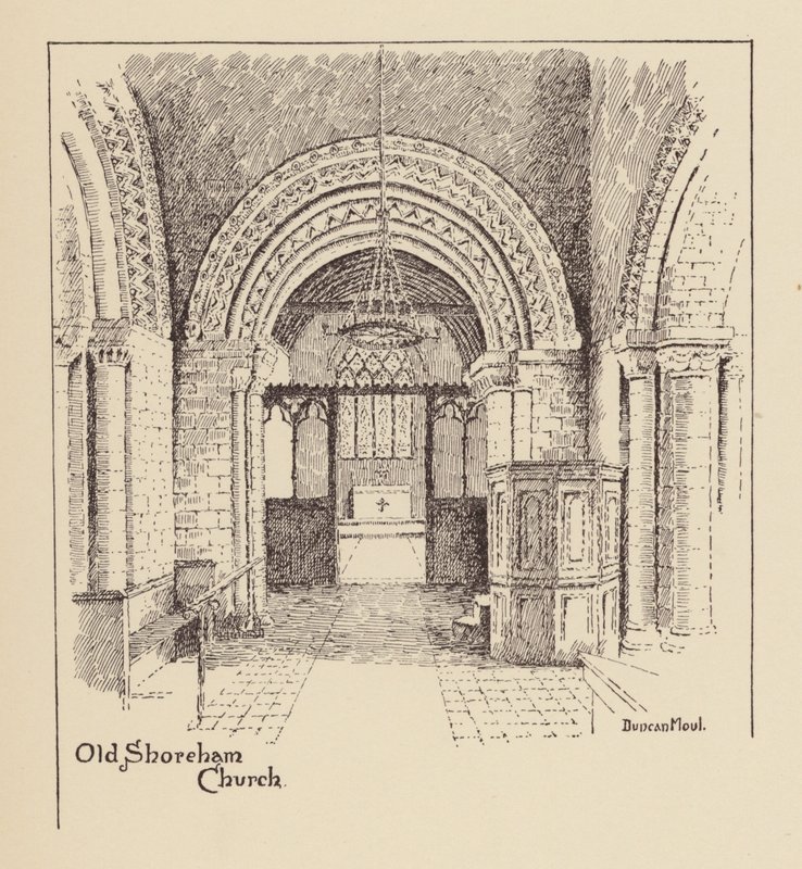 Sussex: Kościół Old Shoreham (litografia) autorstwa Duncan Moul