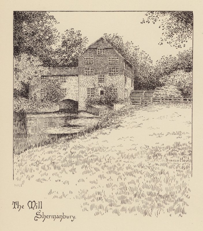 Sussex: The Mill, Shermanbury (litografia) autorstwa Duncan Moul