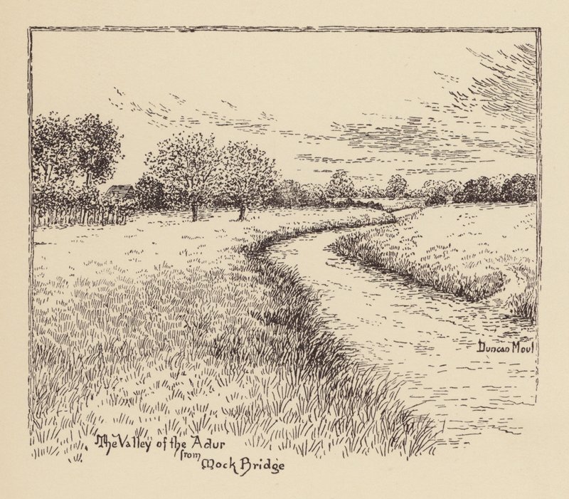 Sussex: Dolina Adur z Mock Bridge (litografia) autorstwa Duncan Moul
