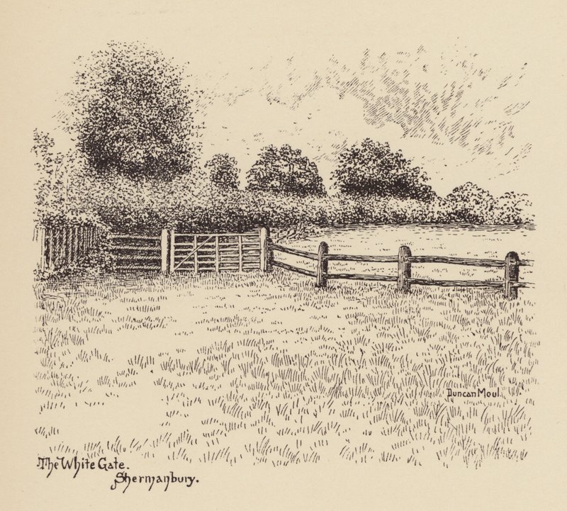 Sussex: The White Gate, Shermanbury (litografia) autorstwa Duncan Moul