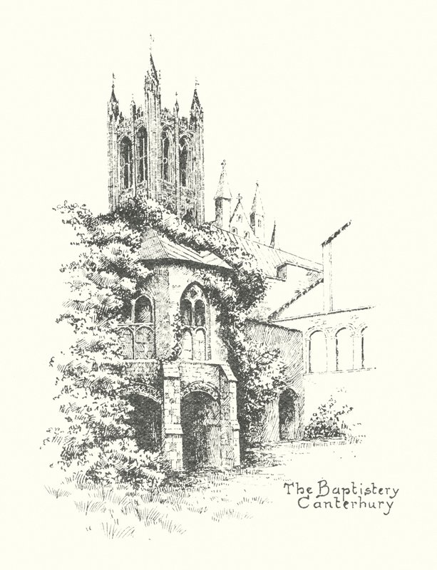 Baptysterium, Canterbury (litografia) autorstwa Duncan Moul
