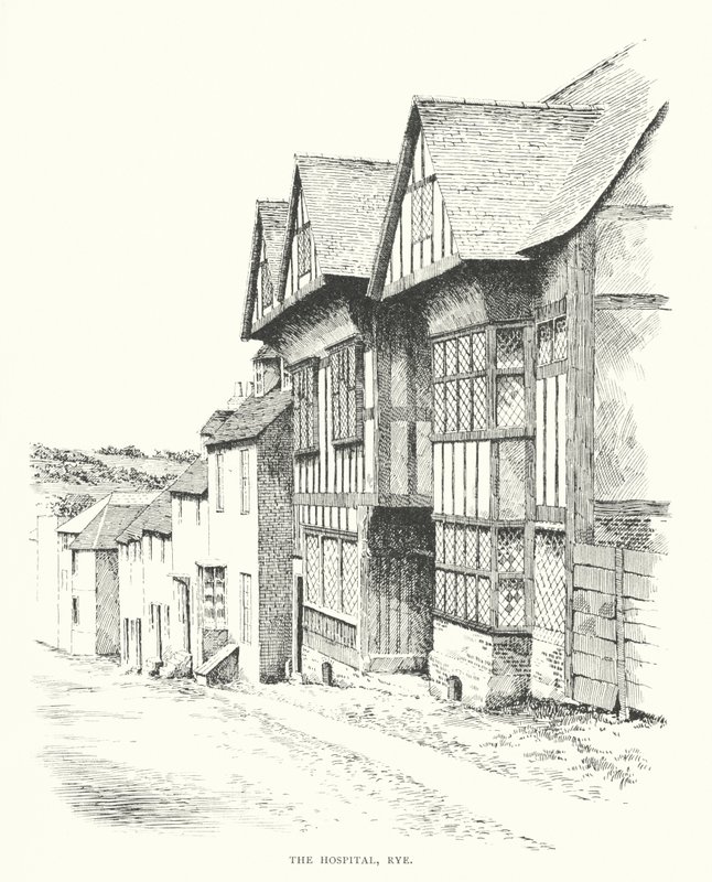 Szpital, Rye (litografia) autorstwa Duncan Moul