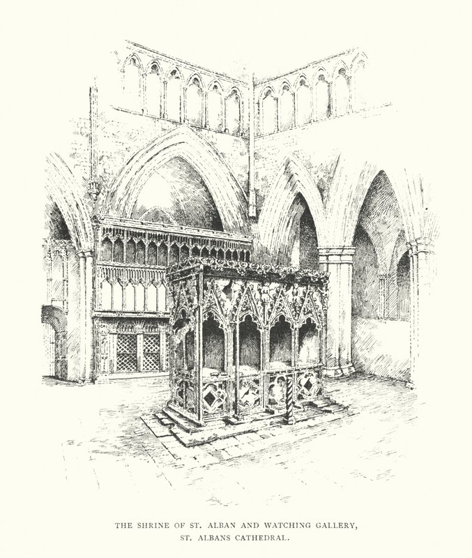 Sanktuarium św. Albana i galeria widokowa, katedra w St Albans (litografia) autorstwa Duncan Moul