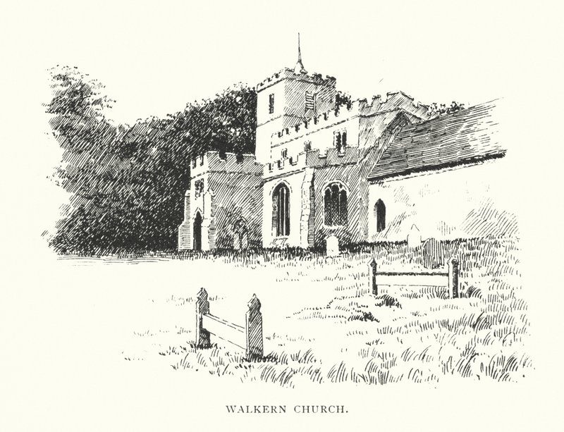 Kościół Walkern (litografia) autorstwa Duncan Moul