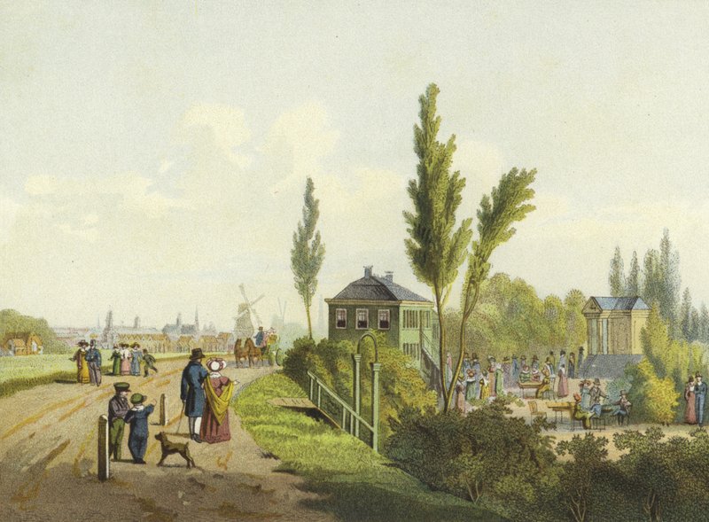 Land en Zigt, ogród poza Haarlemmerpoort, Amsterdam, XIX wiek autorstwa Dutch School