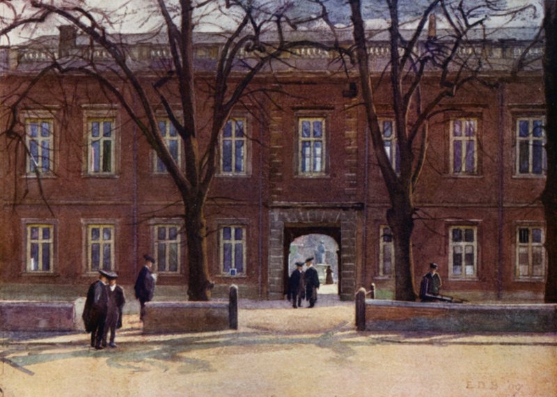 Eton: Szkoła średnia i Długi spacer po „Komnatach” (kolor lito) autorstwa E. D. Brinton