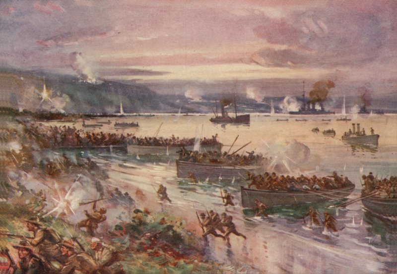 Operacje Dardanele: lądowanie Australijczyków w Gallipoli, kwiecień 1915 autorstwa E. S. Hodgson
