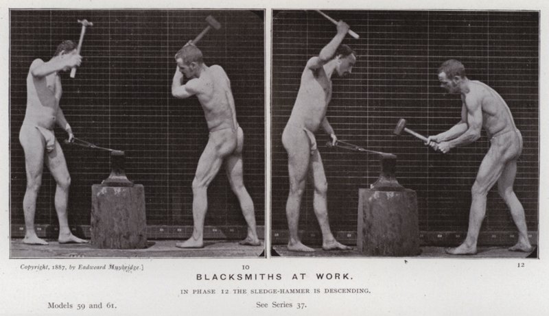 Postać ludzka w ruchu: kowale przy pracy autorstwa Eadweard Muybridge