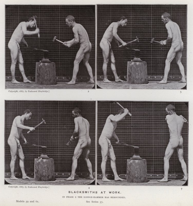 Postać ludzka w ruchu: kowale przy pracy autorstwa Eadweard Muybridge