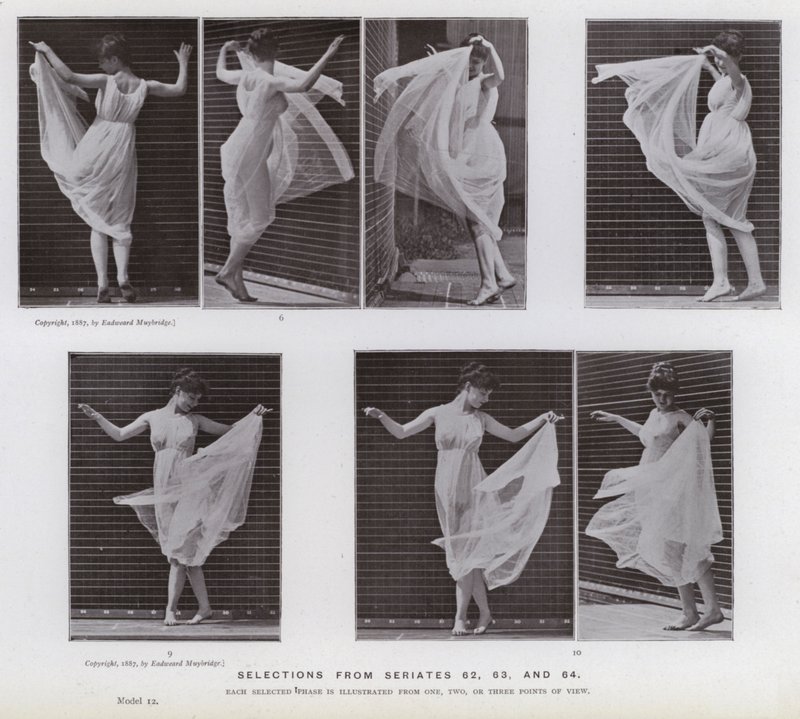 Postać ludzka w ruchu: wybór z serii 62, 63 i 64 (zdjęcie czarno-białe) autorstwa Eadweard Muybridge
