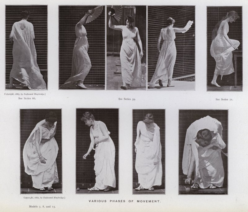 Postać ludzka w ruchu: różne fazy ruchu (zdjęcie czarno-białe) autorstwa Eadweard Muybridge