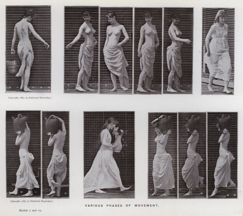 Postać ludzka w ruchu: różne fazy ruchu (zdjęcie czarno-białe) autorstwa Eadweard Muybridge