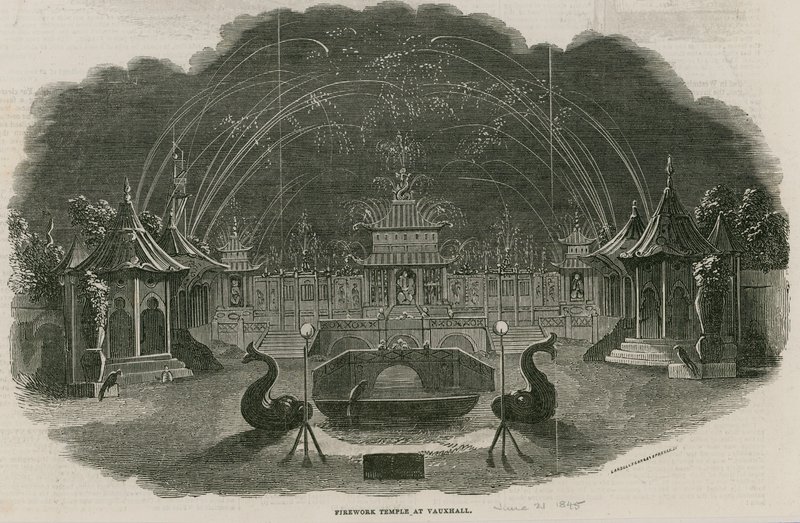 Świątynia fajerwerków w Royal Vauxhall Gardens, Londyn autorstwa Ebenezer Landells