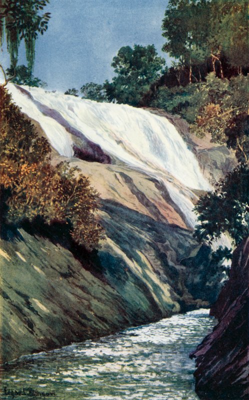 Kaskada w Tijuca, Rio (kolor lito) autorstwa Edgar L. Pattison