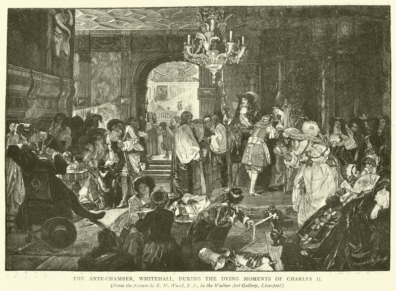 Przedpokój, Whitehall, w chwilach śmierci Karola II autorstwa Edgar Melville Ward