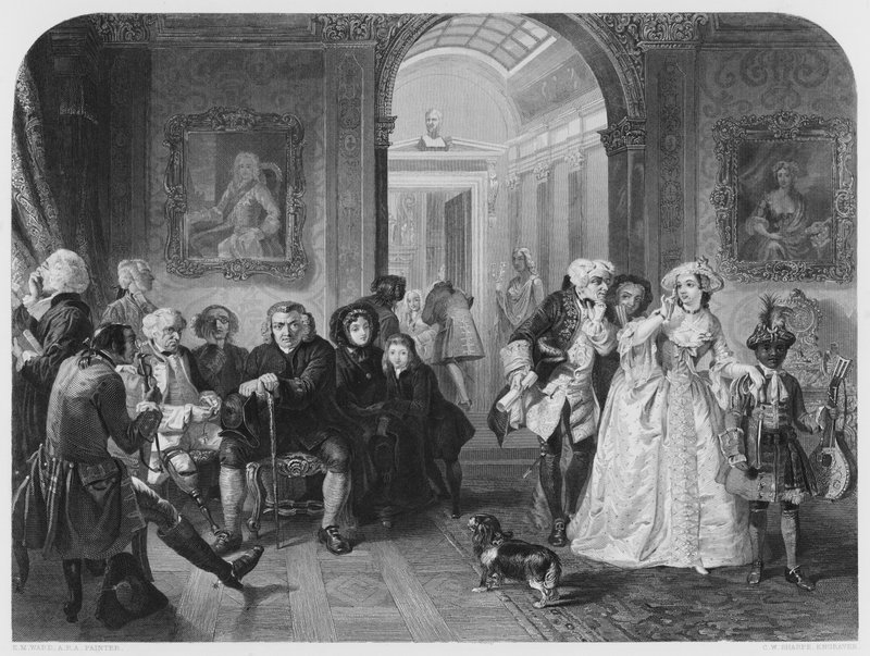 Dr Johnson w przedpokoju Lorda Chesterfielda, ze zdjęcia w Galerii Vernon autorstwa Edgar Melville after Ward