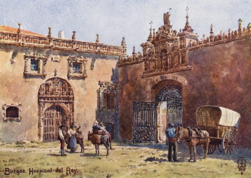 Północna Hiszpania: Burgos, Hospital del Rey (kolor lito) autorstwa Edgar T. A. Wigram