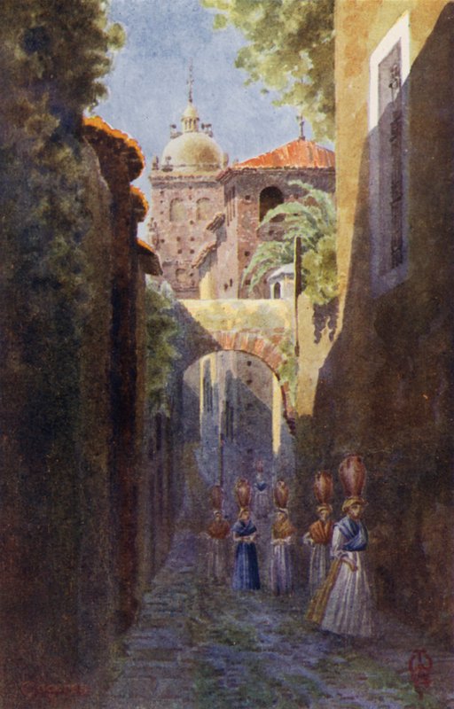 Północna Hiszpania: Caceres, w obrębie starych murów miejskich (kolor lito) autorstwa Edgar T. A. Wigram