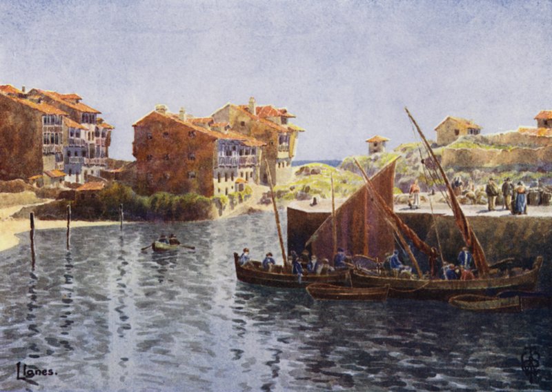 Północna Hiszpania: Llanes, Port (kolor lito) autorstwa Edgar T. A. Wigram