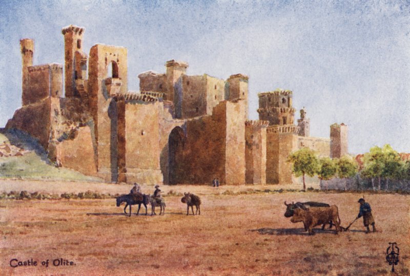 Północna Hiszpania: Olite, The Castle (kolor lito) autorstwa Edgar T. A. Wigram