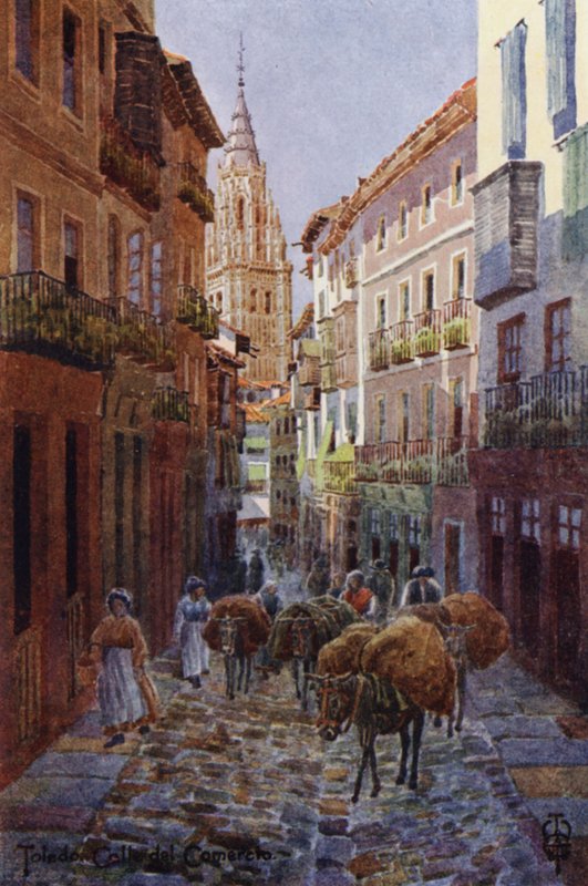 Północna Hiszpania: Toledo, Calle del Comercio, z Wieżą Katedralną (kolor lito) autorstwa Edgar T. A. Wigram