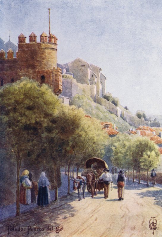 Północna Hiszpania: Toledo, Puerta del Sol (kolor lito) autorstwa Edgar T. A. Wigram