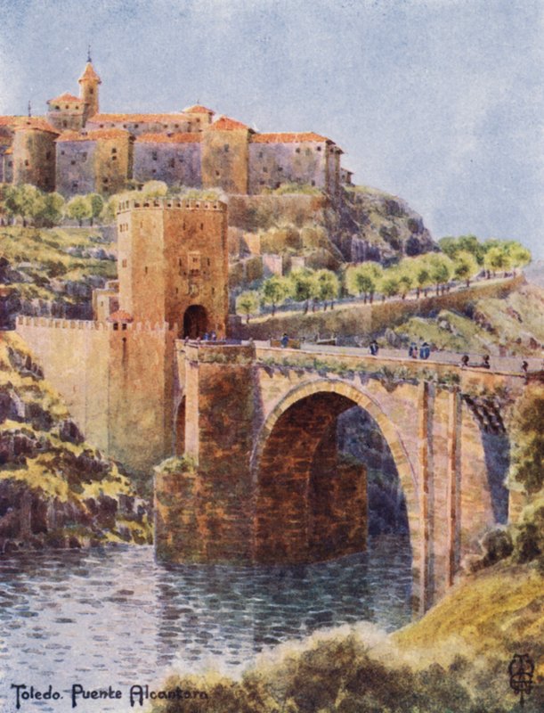 Północna Hiszpania: Toledo, Most Alcantary (kolor lito) autorstwa Edgar T. A. Wigram