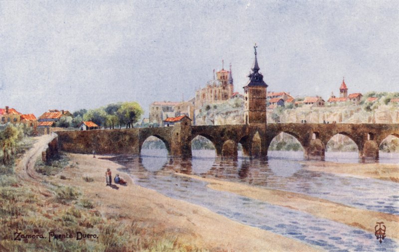 Północna Hiszpania: Zamora, Z brzegów Duero (kolor lito) autorstwa Edgar T. A. Wigram