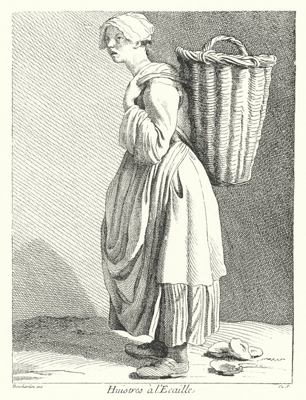 Sprzedawca ostryg (grawerowanie) autorstwa Edmé (after) Bouchardon