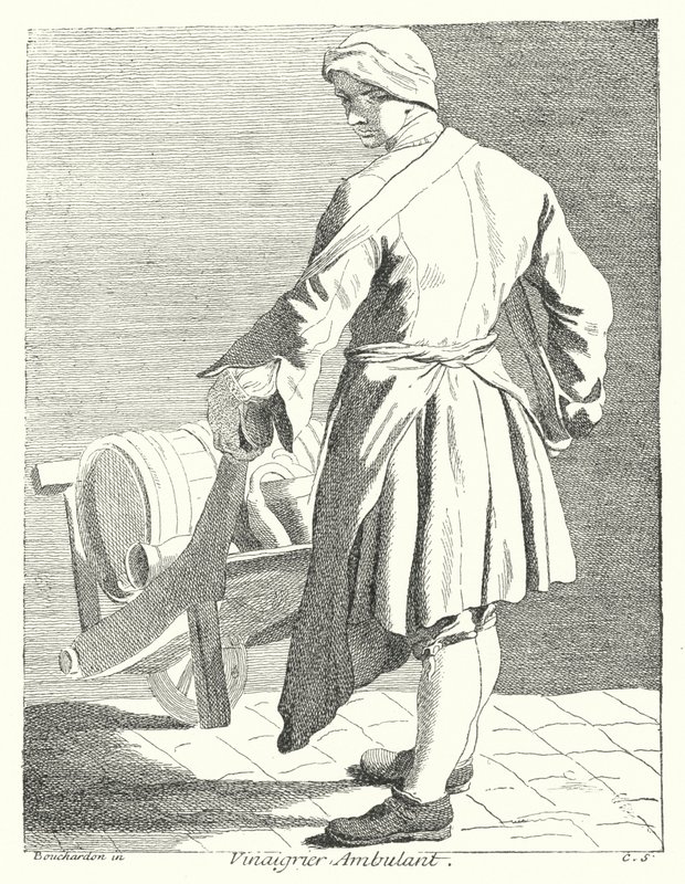 Podróżujący sprzedawca octu (grawerunek) autorstwa Edmé (after) Bouchardon