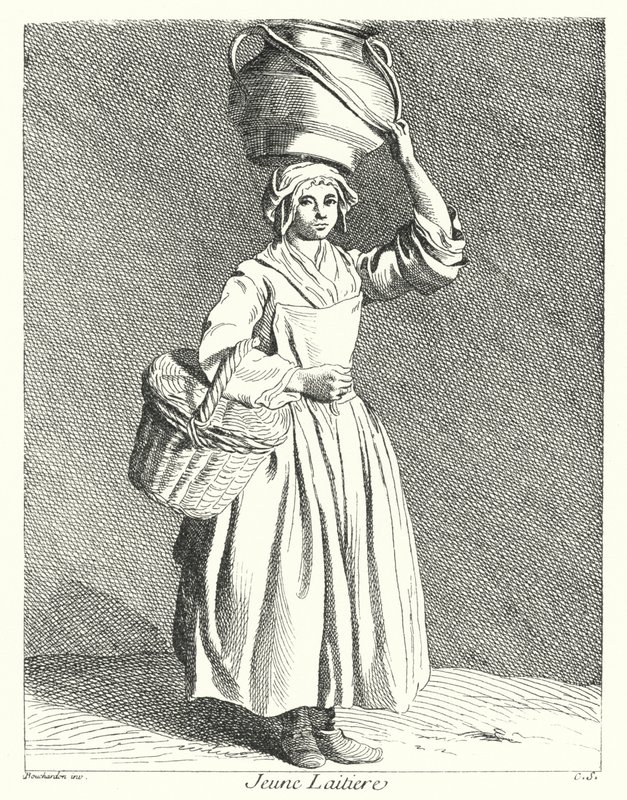 Młoda Mleczarka (Grawerowanie) autorstwa Edmé (after) Bouchardon