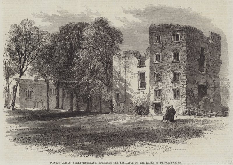Zamek Dilston, Northumberland, dawniej rezydencja hrabiów Derwentwater autorstwa Edmund Morison Wimperis