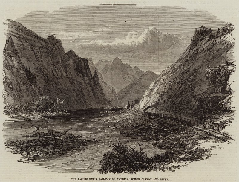 Pacific Union Railway of America, Weber Canyon and River autorstwa Edmund Morison Wimperis