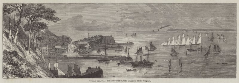 Torbay Regatta, szkuner-jachty startujące z Torquay autorstwa Edmund Morison Wimperis