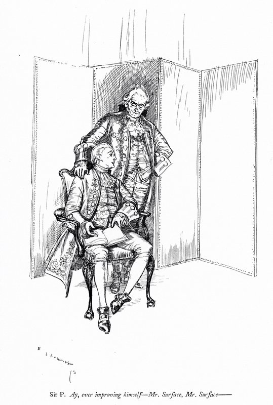 Ilustracja do "Szkoły skandalu" Sheridana (grafika) autorstwa Edmund Joseph (after) Sullivan