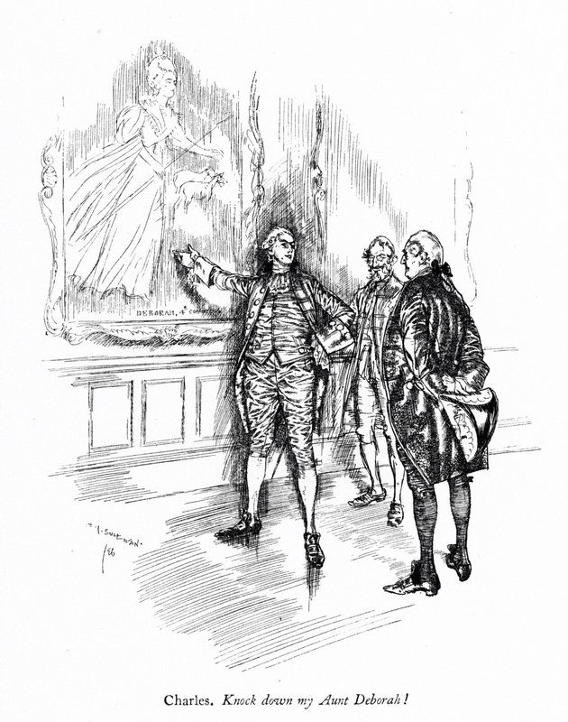 Ilustracja do "Szkoły skandalu" Sheridana (grafika) autorstwa Edmund Joseph (after) Sullivan