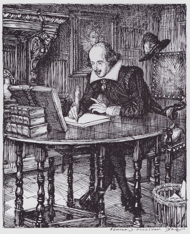 Szekspir w swoim gabinecie (lito) autorstwa Edmund Joseph (after) Sullivan