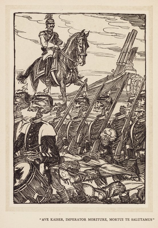 Wianek cesarski: "Ave Kaiser, Imperator Moriture, Mortui Te Salutamus" (litografia). autorstwa Edmund Joseph (after) Sullivan